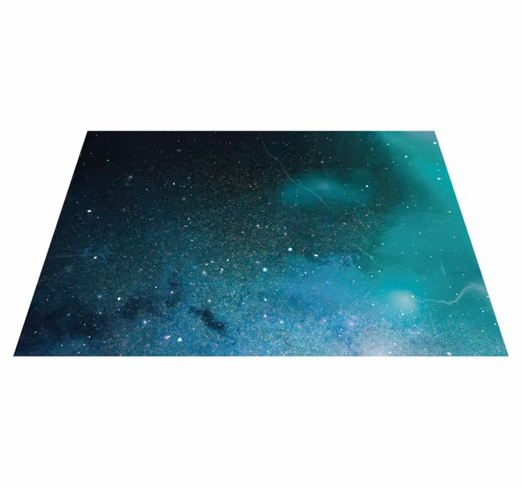 Alfombra vinílica naturaleza Lluvia de meteoritos azul y verde - TenVinilo