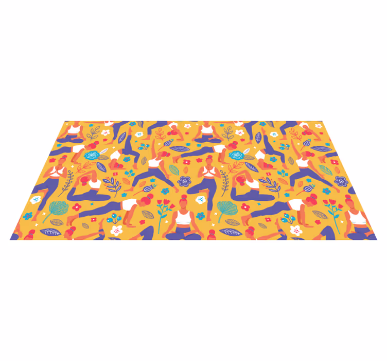 Alfombra vinílica salón Doodle de yoga dibujado a mano - TenVinilo