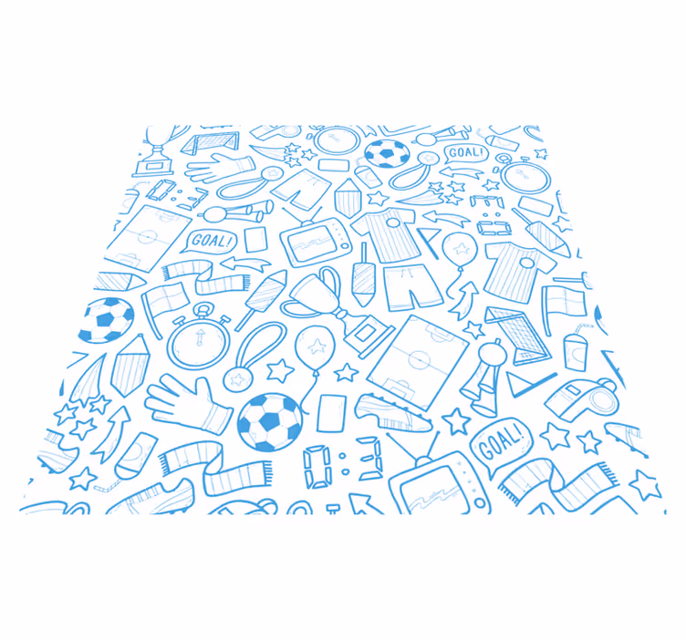 Alfombra vinílica dormitorio Fútbol, garabato, conjunto, ilustrac - TenVinilo