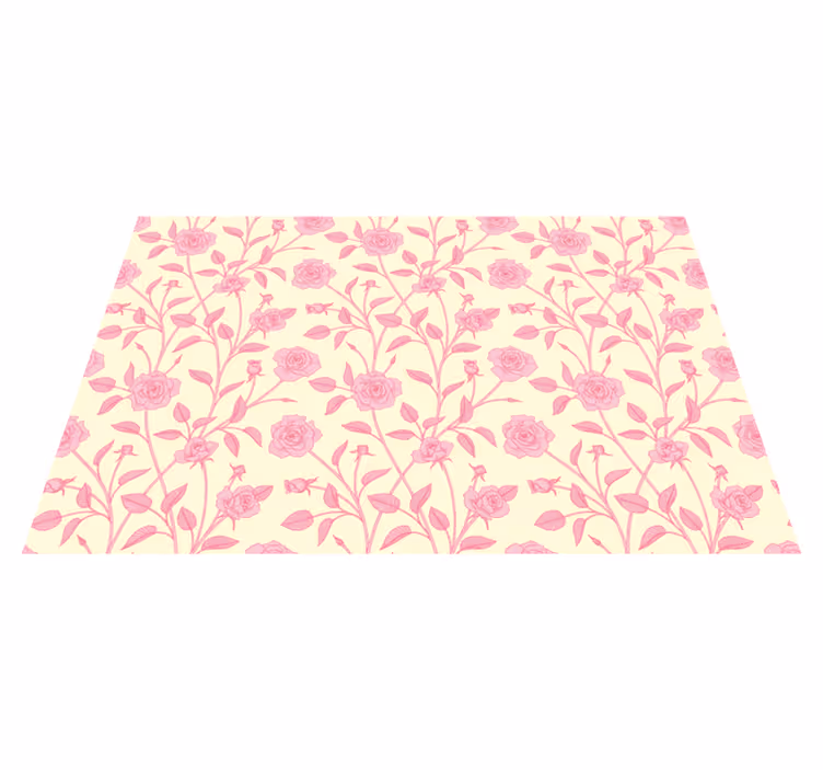 Alfombra vinílica flores Rosas pequeñas vintage sobre fondo rosa - TenVinilo