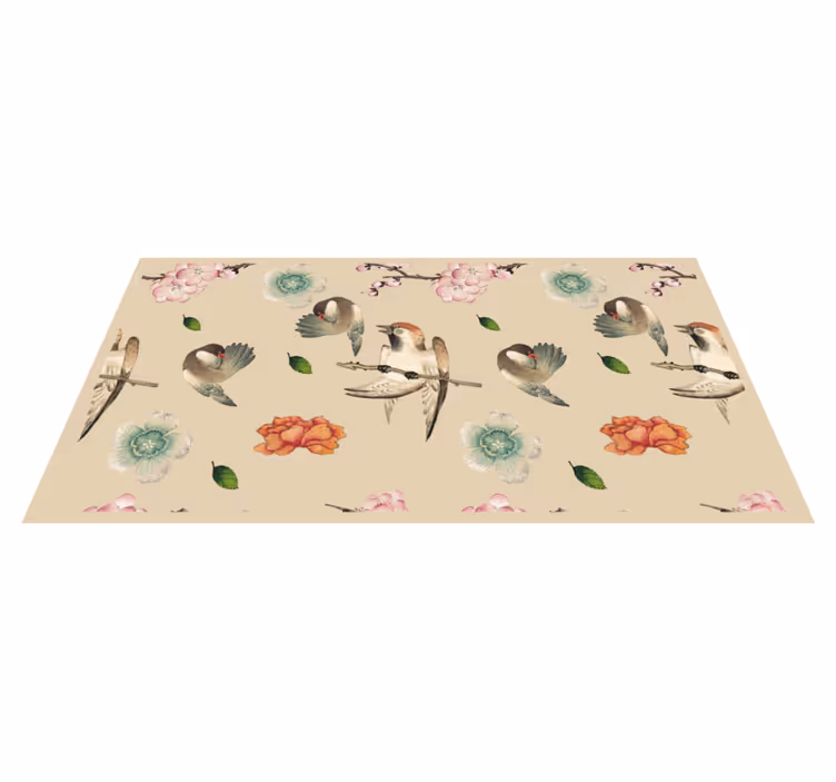 Aflombra vinílica animales pájaros y flores - TenVinilo