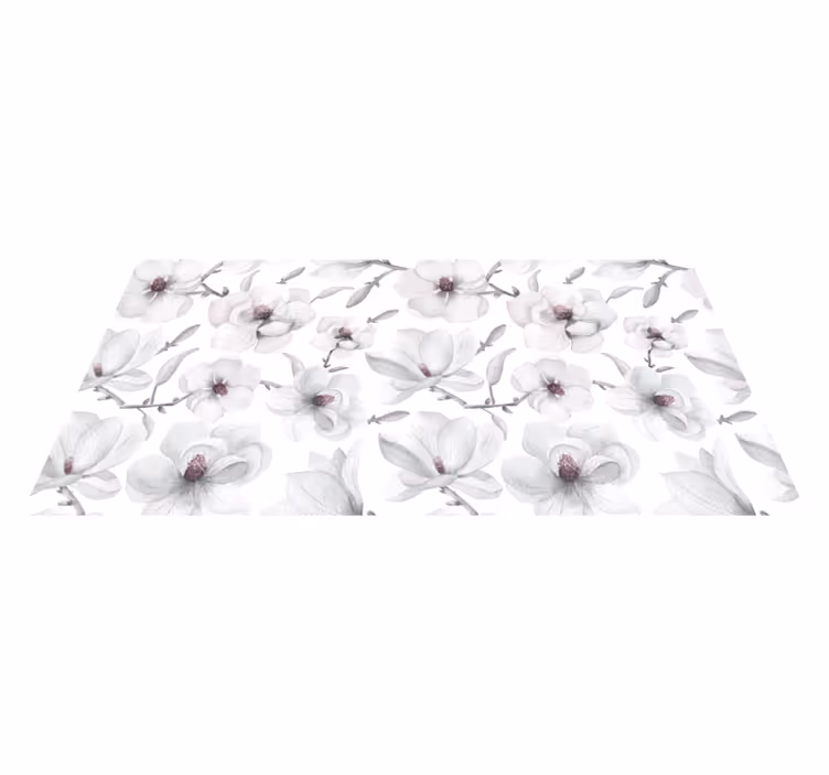 Alfombra vinílica flores Elegante rama con magnolia - TenVinilo