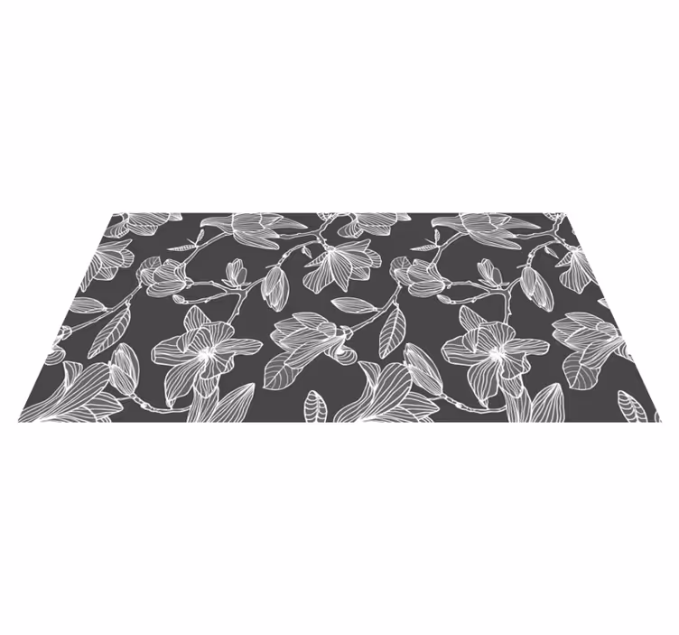 Alfombra vinílica flores elegantes elementos botánicos - TenVinilo