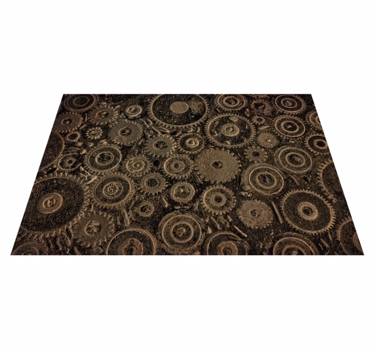 Alfombra vinílica textura patrón de engranajes industriales - TenVinilo