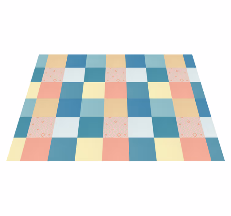 Alfombra vinílica geométrica tablero pastel - TenVinilo