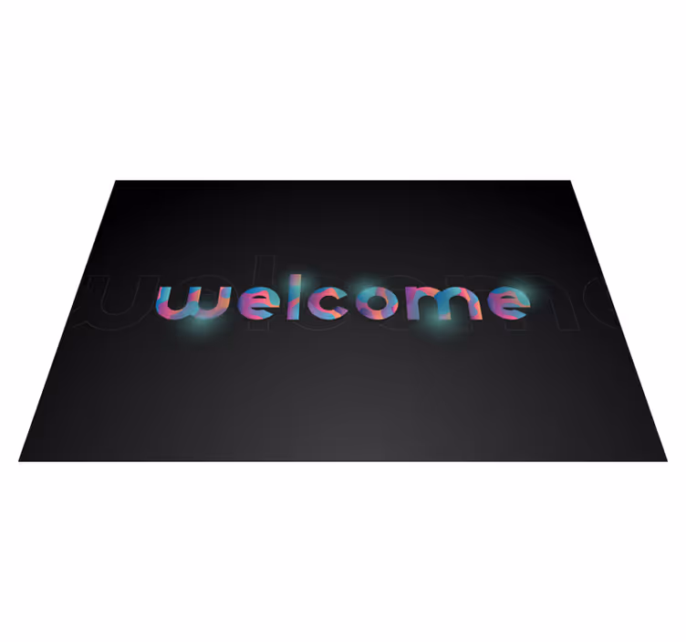 Alfombra vinílica recibidor texto de bienvenida colorido - TenVinilo