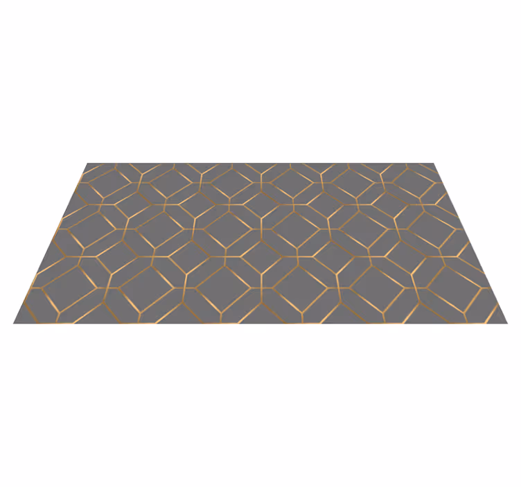 Alfombra de vinilo geométrica Geométrico gris y dorado - TenVinilo