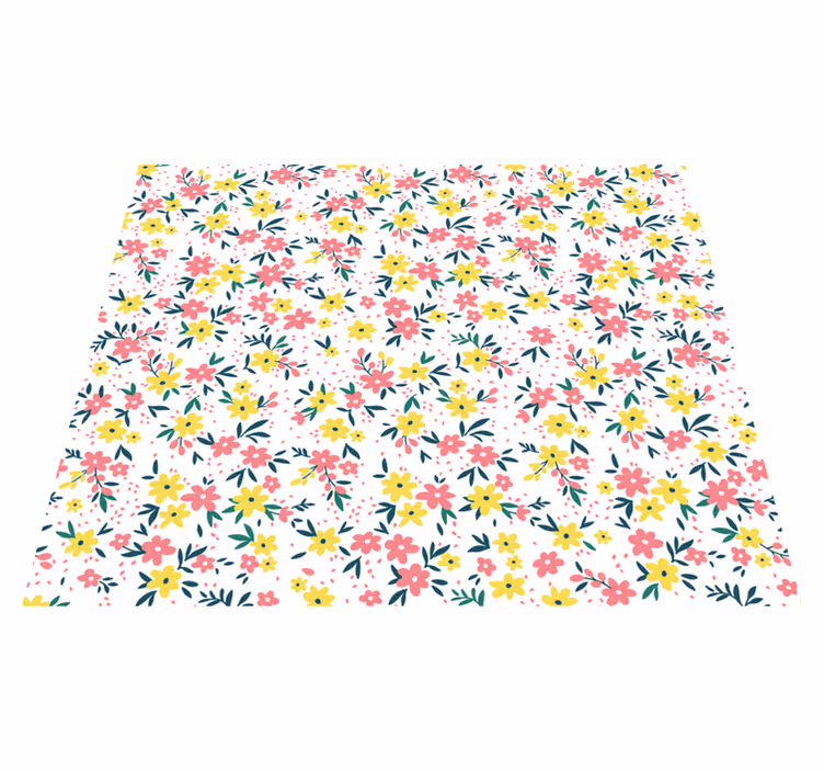 Alfombra vinílica flores Estampado floral 'ifuru' blanco - TenVinilo
