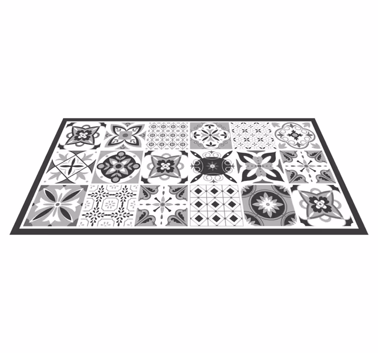 Alfombra vinílica hidráulica Hermosos azulejos grises - TenVinilo