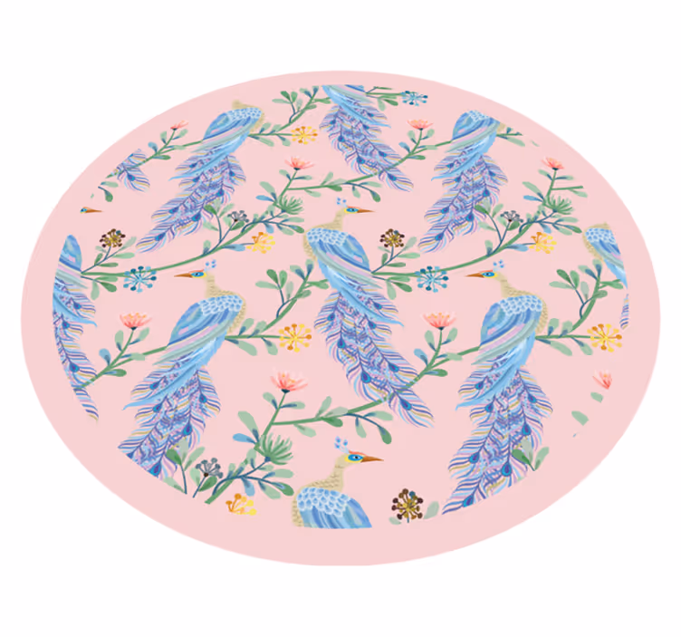 Alfombra vinílica flores botánicos emplumados - TenVinilo