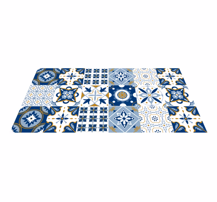 Alfombra vinílica hidráulica patrón de azulejos - TenVinilo