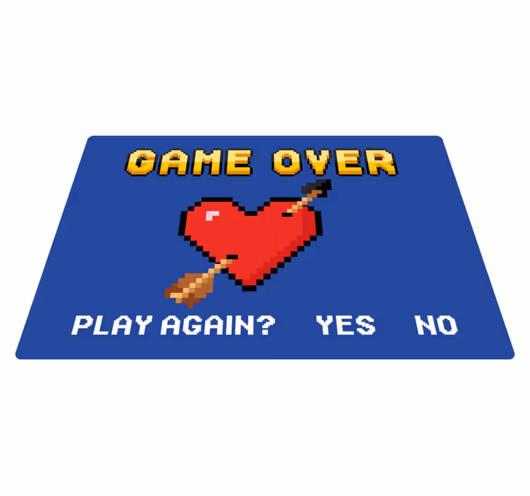 Alfombra vinílica frase corazón pixelado fin de juego - TenVinilo