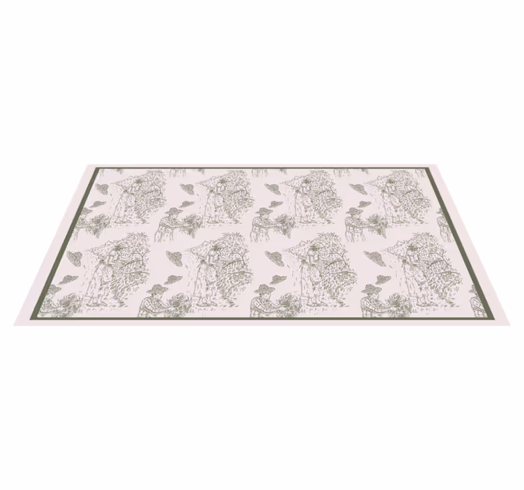 Alfombra de vinilo vintage monochrome Jungle Sketch - TenVinilo
