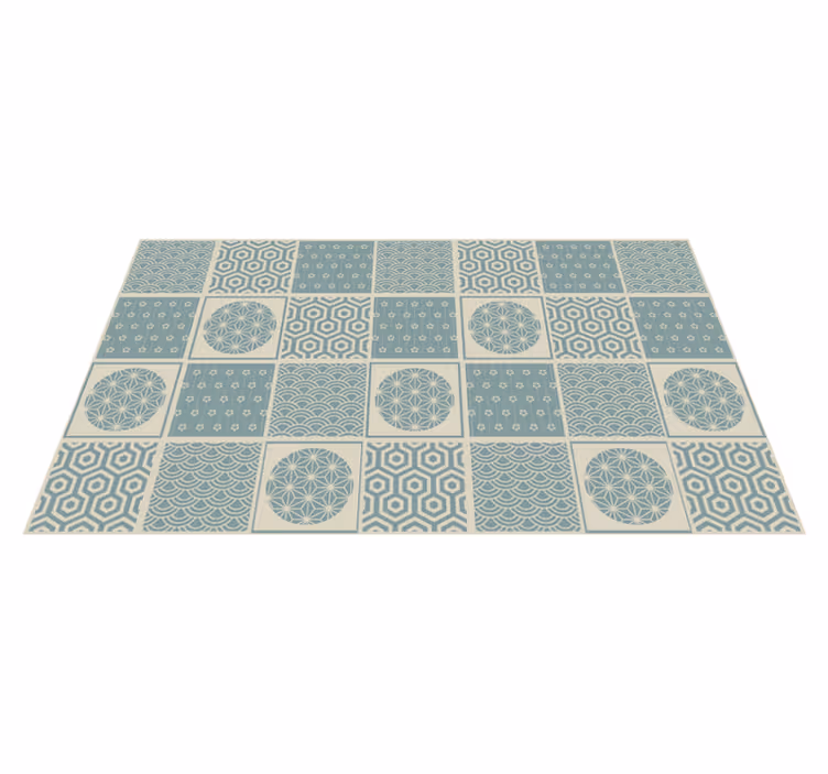 Alfombra vinílica hidráulica con bloques geométricos - TenVinilo