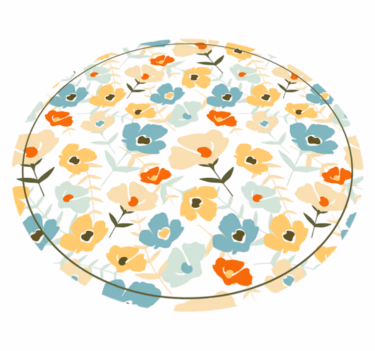 Alfombra vinílica naturaleza flores de acuarela - TenVinilo