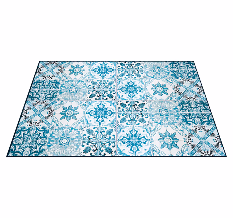 Alfombra vinilo salón azulejos mediterráneos - TenVinilo