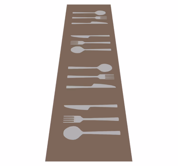 Alfombra de vinilo cocina tenedor cuchillo y cuchara - TenVinilo