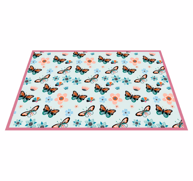Alfombra vinilo dormitorio flores y mariposas - TenVinilo
