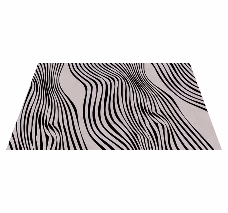 Alfombra vinilo comedor líneas abstractas negras fondo neutro - TenVinilo
