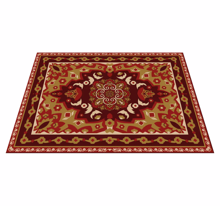 Alfombra vinilo comedor diseño floral geométrico vintage - TenVinilo