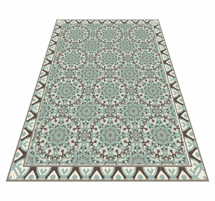 Alfombra vinilo comedor patrón de mosaico floral - TenVinilo