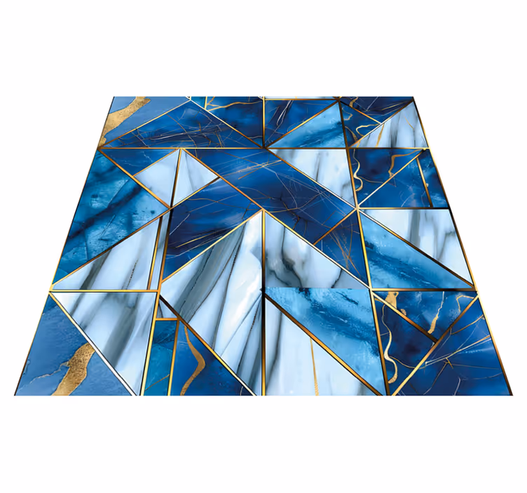 Alfombra vinílica imitación mármol mármol azul geométrico y efect - TenVinilo