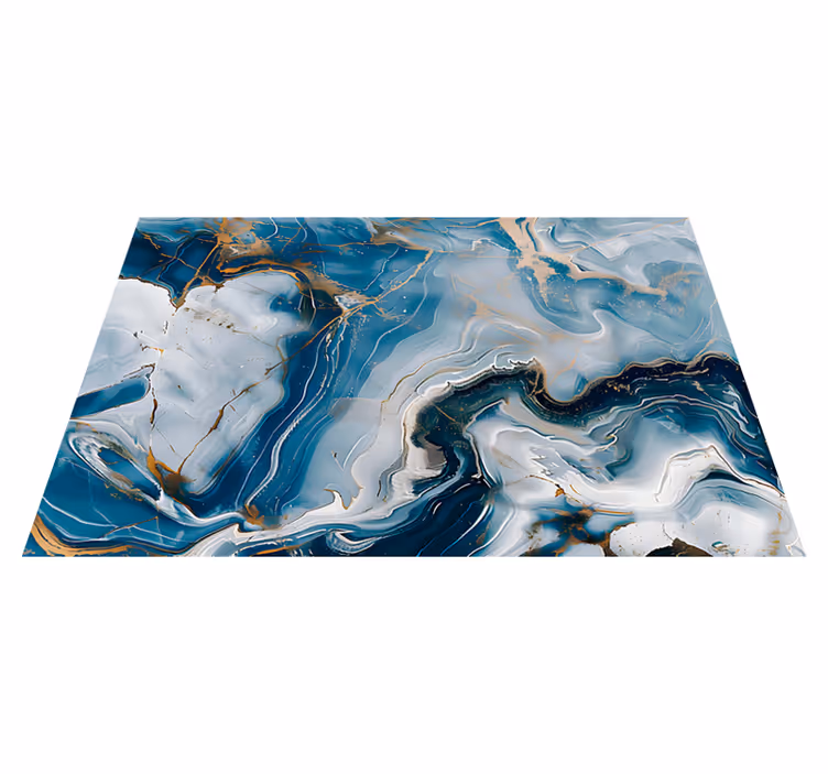 Alfombra vinílica imitación mármol colores azul marino y blanco - TenVinilo