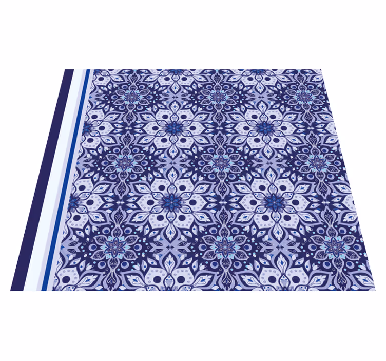 Aflombra vinilica azul diseño floral antiguo - TenVinilo