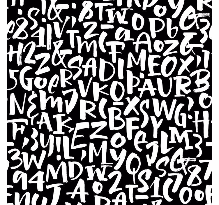 Papel tapiz letras en blanco y negro - TenVinilo