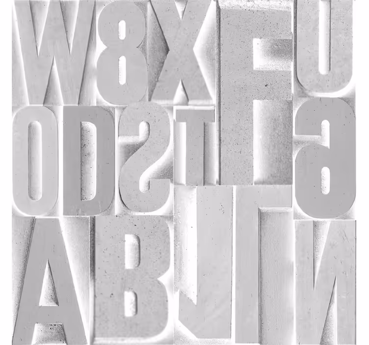 Papel tapiz letras letras grises 3d - TenVinilo