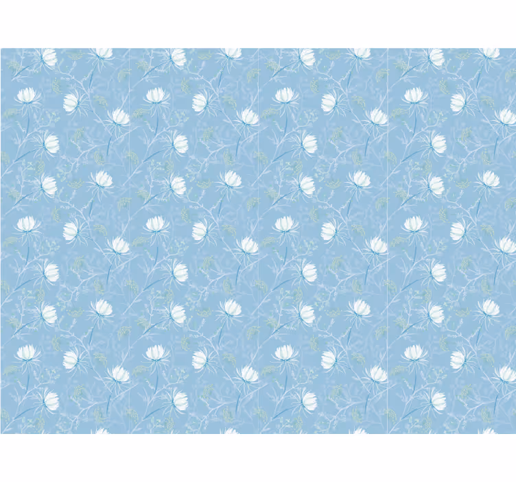 Papel tapiz flores fondo con patrón azul - TenVinilo