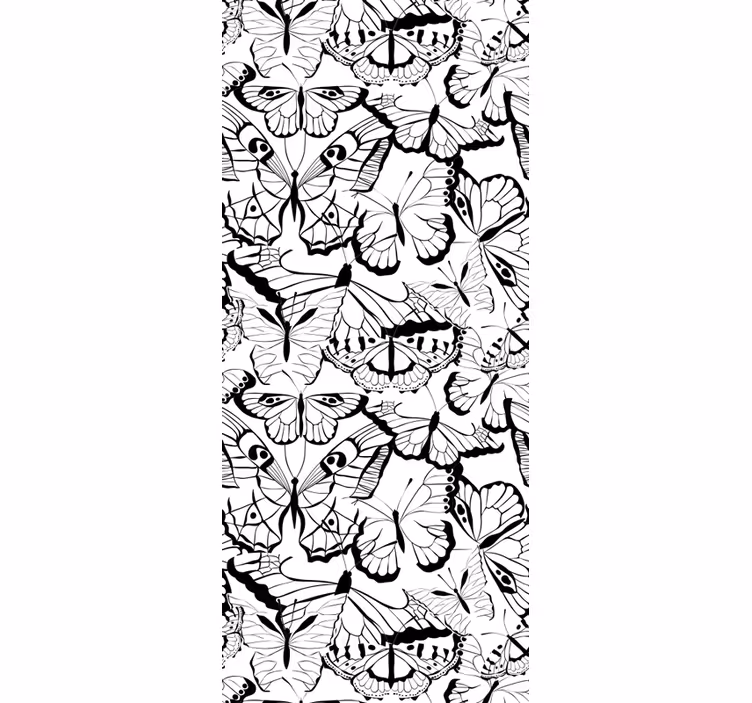 Papel tapiz mariposas elegante motivo en blanco y negro - TenVinilo