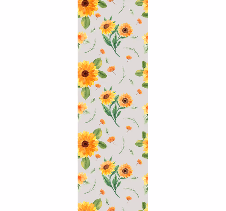 Papel tapiz flores patrón de girasol gris - TenVinilo