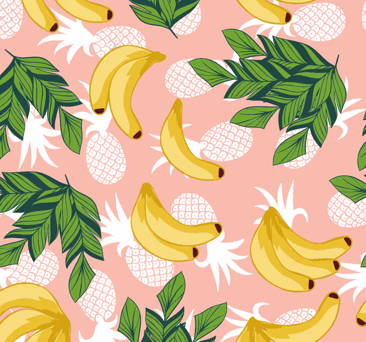 Papel tapiz cocina follaje de frutas tropicales - TenVinilo