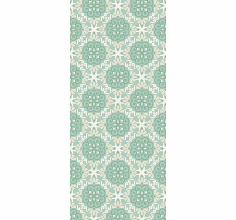 Papel tapiz ornamental motivo circular verde suave - TenVinilo