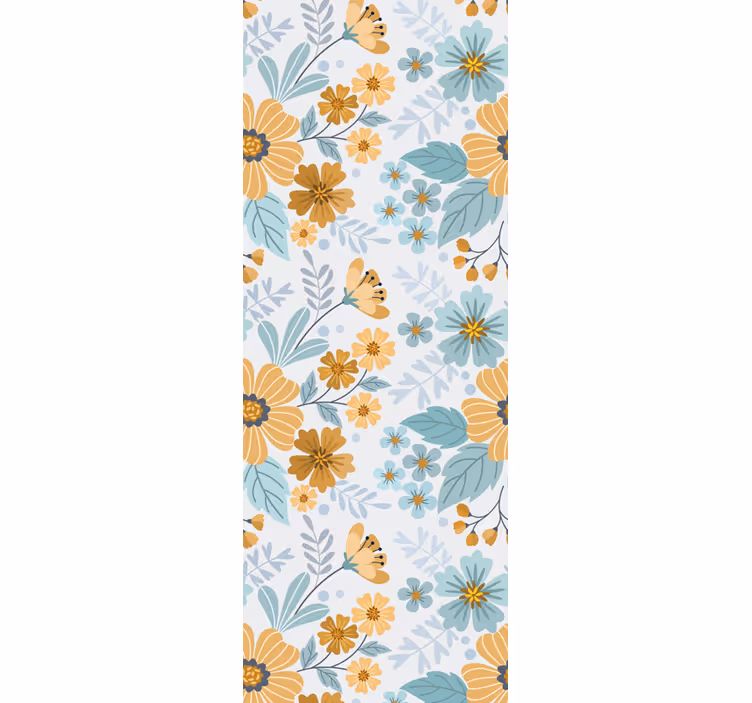 Papel tapiz flores arreglo floral de mariposas - TenVinilo
