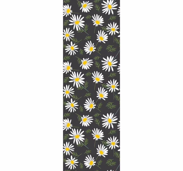 Papel tapiz flores margaritas y hojas - TenVinilo