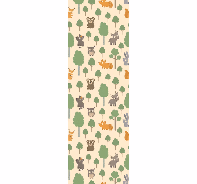 Papel tapiz infantil patrón de criaturas del bosque - TenVinilo