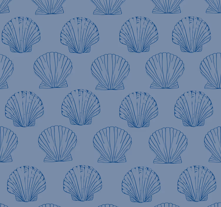 Papel tapiz peces repeticiones de conchas marinas - TenVinilo