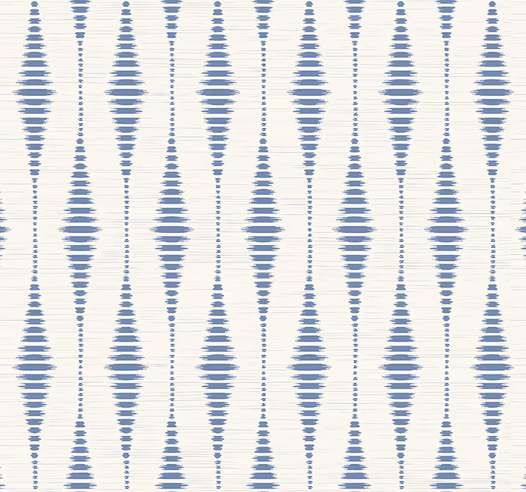 Papel tapiz geométrico rabaul ikat azul y beige - TenVinilo