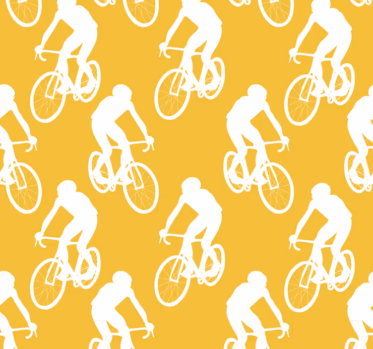 Papel tapiz amarillo ciclistas - TenVinilo