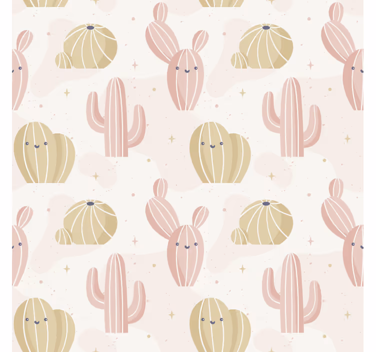 Papel tapiz naturaleza patrón de cactus adorable - TenVinilo