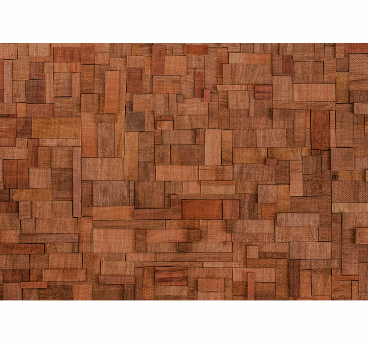 Papel tapiz ornamental ladrillos de madera rústica - TenVinilo