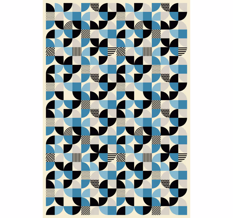 Papel tapiz ornamental patrón bauhaus azul retro - TenVinilo