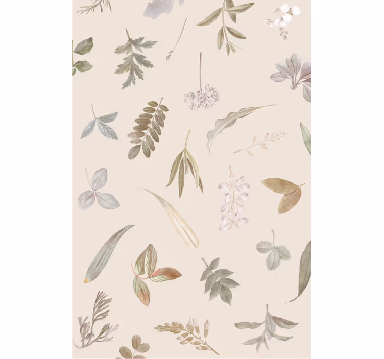 Papel tapiz hojas motivo floral superpuesto - TenVinilo