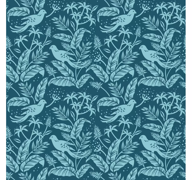 Papel tapiz ornamental patrones de aves botánicos - TenVinilo