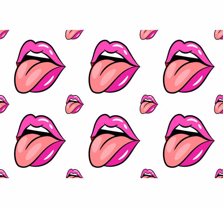 Papel tapiz para recámara motivo de labios juguetones - TenVinilo
