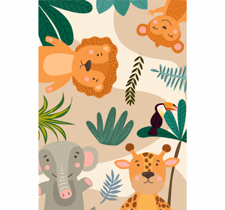 Papel tapiz animales selva nórdica para niños - TenVinilo