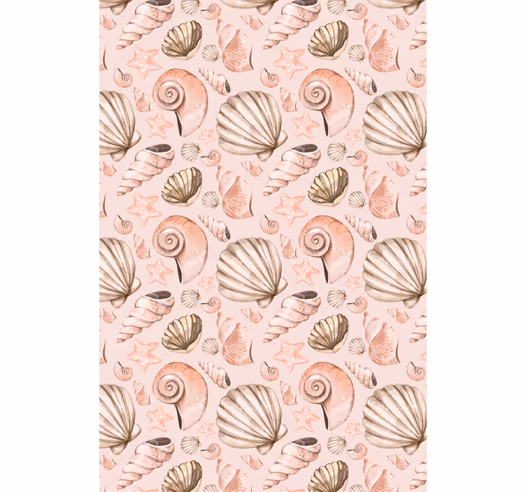 Papel tapiz animales pastel con conchas marinas - TenVinilo