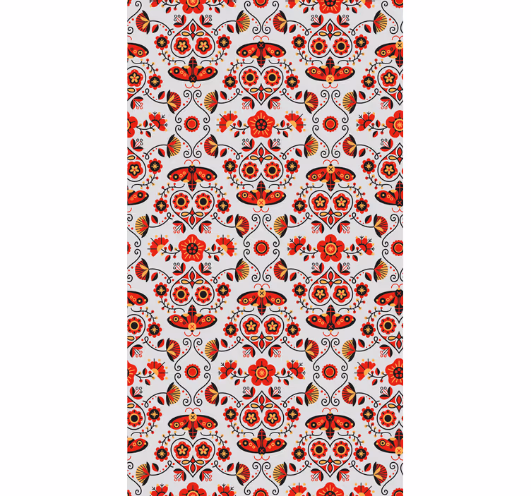 Papel tapiz para recámara patrón folclórico rojo de polonia - TenVinilo